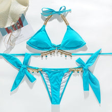 Sexy push up halter swimsuit female crystal swimwear women