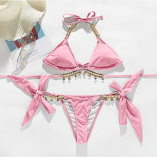 Sexy push up halter swimsuit female crystal swimwear women