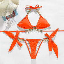 Sexy push up halter swimsuit female crystal swimwear women