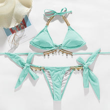 Sexy push up halter swimsuit female crystal swimwear women