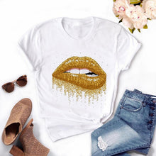 Tops Graphic Tees Women Lips Kawaii T-shirt
