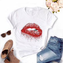 Tops Graphic Tees Women Lips Kawaii T-shirt