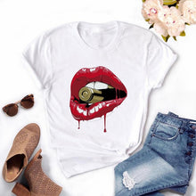 Tops Graphic Tees Women Lips Kawaii T-shirt