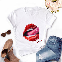Tops Graphic Tees Women Lips Kawaii T-shirt
