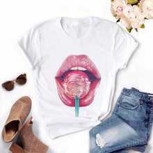 Tops Graphic Tees Women Lips Kawaii T-shirt