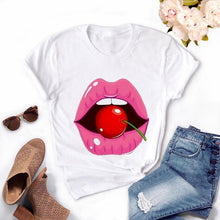 Tops Graphic Tees Women Lips Kawaii T-shirt