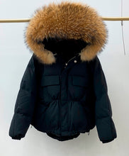 Huge fox fur hooded winter coat