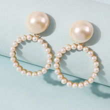Elegant White/Black Simulated Pearls Statement Earrings