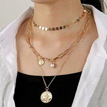 Vintage Carved Coin Thick Chain OT Buckle Necklace