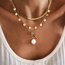 Vintage Carved Coin Thick Chain OT Buckle Necklace