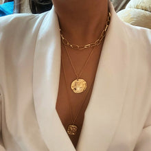 Vintage Carved Coin Thick Chain OT Buckle Necklace