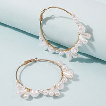 Elegant White/Black Simulated Pearls Statement Earrings