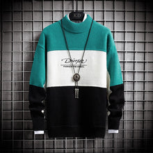 Patchwork slim fit turtle neck