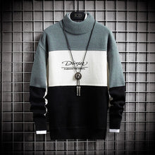 Patchwork slim fit turtle neck