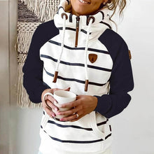 Stripe Sweatshirt Long Sleeve Pocket Zipper Hoodies Tops