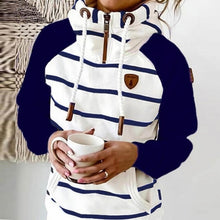 Stripe Sweatshirt Long Sleeve Pocket Zipper Hoodies Tops