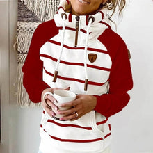 Stripe Sweatshirt Long Sleeve Pocket Zipper Hoodies Tops