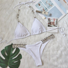 Sexy push up halter swimsuit female crystal swimwear women