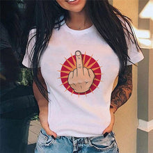 Middle Finger Print T Shirt