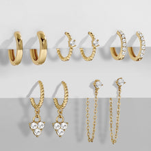 Crystal Small Hoops Sets Long Gold Chain Earrings