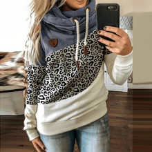 Leopard Print Drawstring Hoodie Casual Long Sleeve