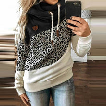 Leopard Print Drawstring Hoodie Casual Long Sleeve
