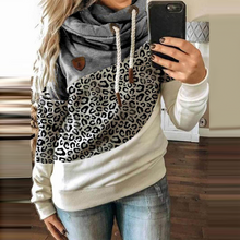 Leopard Print Drawstring Hoodie Casual Long Sleeve
