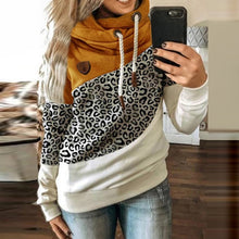 Leopard Print Drawstring Hoodie Casual Long Sleeve