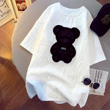 Top Letter Jacquard O-neck Short Sleeves Loose Summer Tshirt Bear