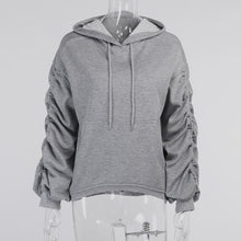 Cotton Ruched Casual Streetwear Hoodie