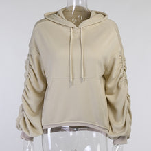 Cotton Ruched Casual Streetwear Hoodie