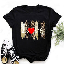 Leopard Lips Graphic T Shirt Women Tops Base O-neck