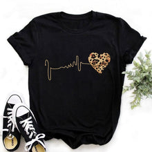 Leopard Lips Graphic T Shirt Women Tops Base O-neck
