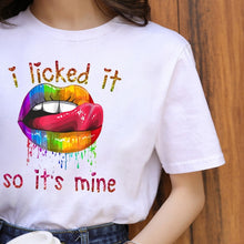 Leopard Lips Graphic T Shirt Women Tops Base O-neck