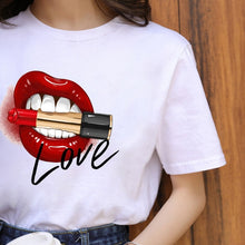 Leopard Lips Graphic T Shirt Women Tops Base O-neck