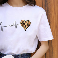 Leopard Lips Graphic T Shirt Women Tops Base O-neck