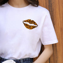 Leopard Lips Graphic T Shirt Women Tops Base O-neck
