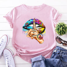 Leopard Lips Graphic T Shirt Women Tops Base O-neck