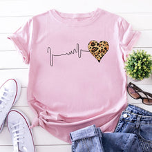 Leopard Lips Graphic T Shirt Women Tops Base O-neck