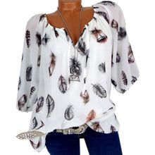 Top Casual Blouse White Loose Feather