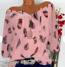 Top Casual Blouse White Loose Feather