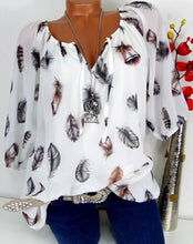 Top Casual Blouse White Loose Feather