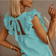 Ruffles Short Sleeve Backless Lace Up
