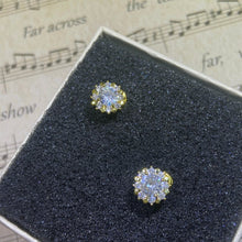 S925 Sterling Simple Round Bling Zircon Stone Stud Earrings
