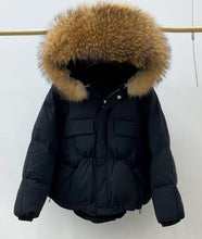 Huge fox fur hooded winter coat