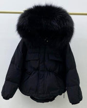 Huge fox fur hooded winter coat