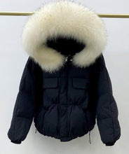 Huge fox fur hooded winter coat