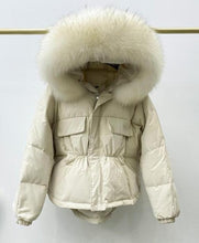Huge fox fur hooded winter coat