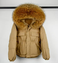 Huge fox fur hooded winter coat