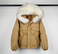 Huge fox fur hooded winter coat